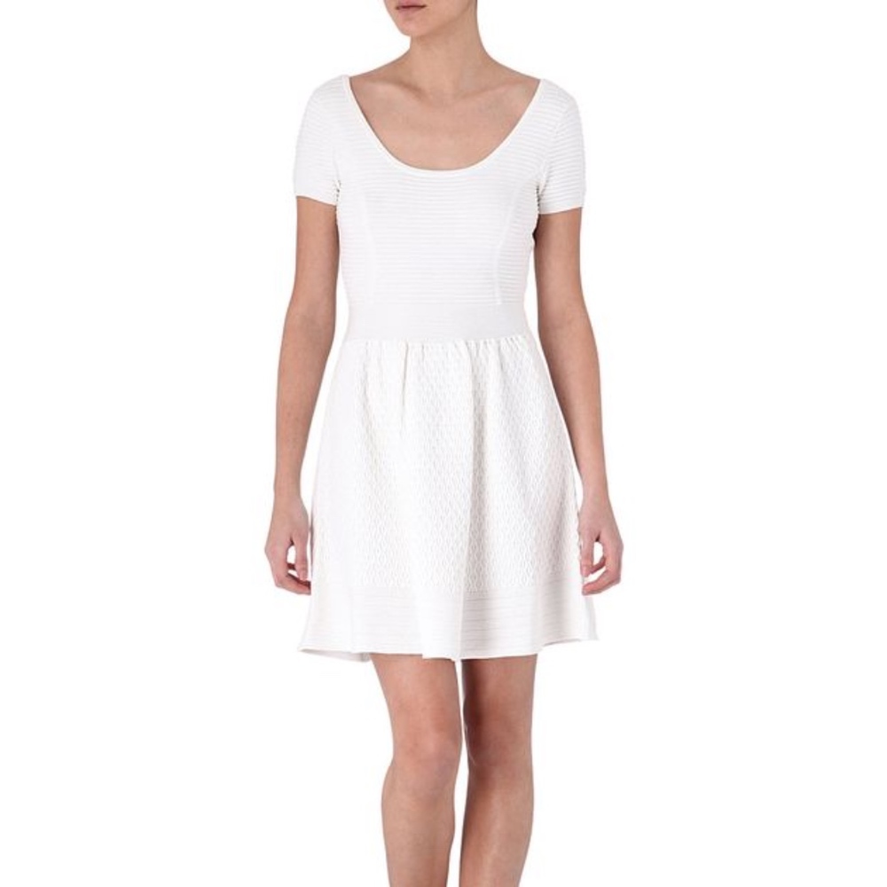 Sandro White Rebus Textured Knit Dress